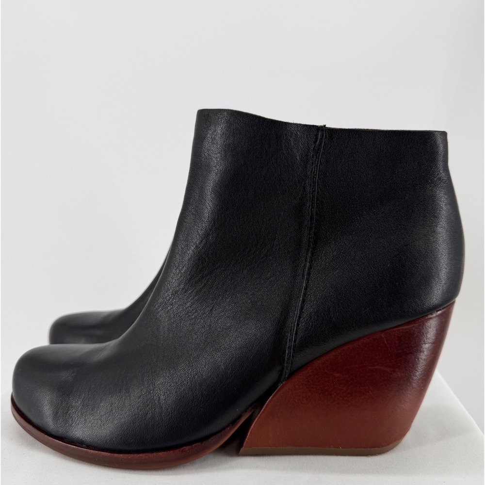 Kork-Ease Womens Black Leather Wedge Ankle Boots K35400 Size 9M